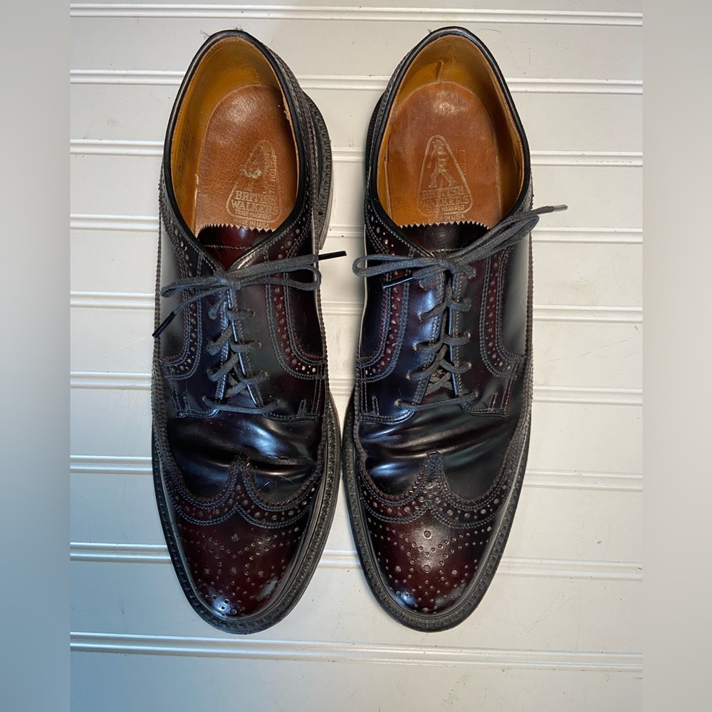British Walkers Men Size 10.5 Burgundy Leather Wing Tip Dress Shoes Made in USA
